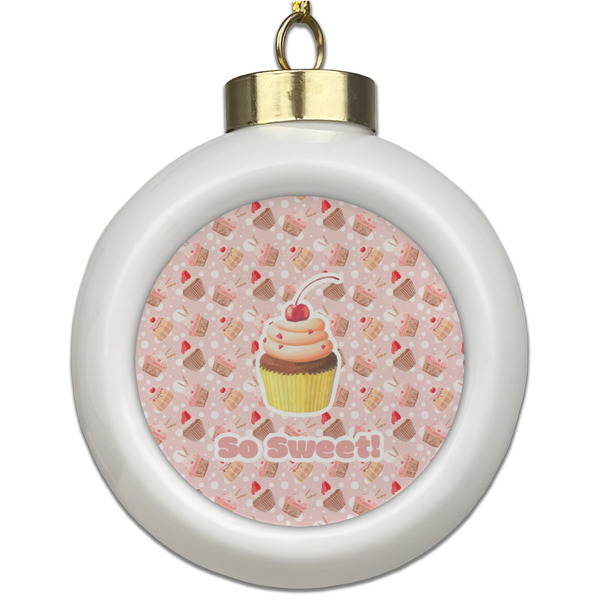 Custom Sweet Cupcakes Ceramic Ball Ornament (Personalized)
