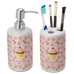 Sweet Cupcakes Ceramic Bathroom Accessories Set (Personalized)