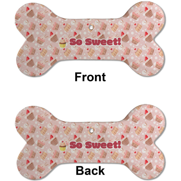 Sweet Cupcakes Ceramic Flat Ornament - Bone Front & Back (APPROVAL)