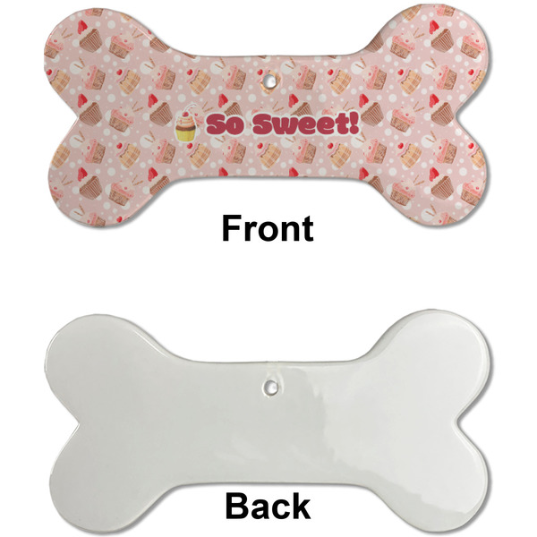 Sweet Cupcakes Ceramic Flat Ornament - Bone Front & Back Single Print (APPROVAL)