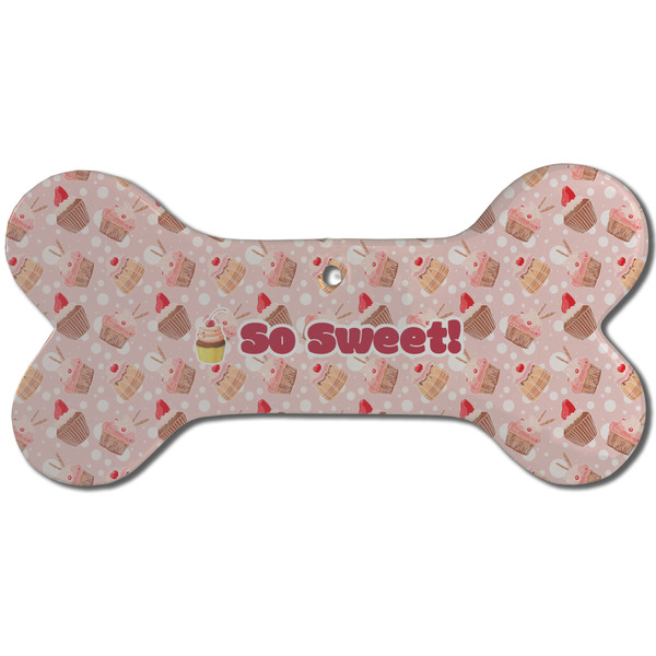 Custom Sweet Cupcakes Ceramic Dog Ornament - Front w/ Name or Text