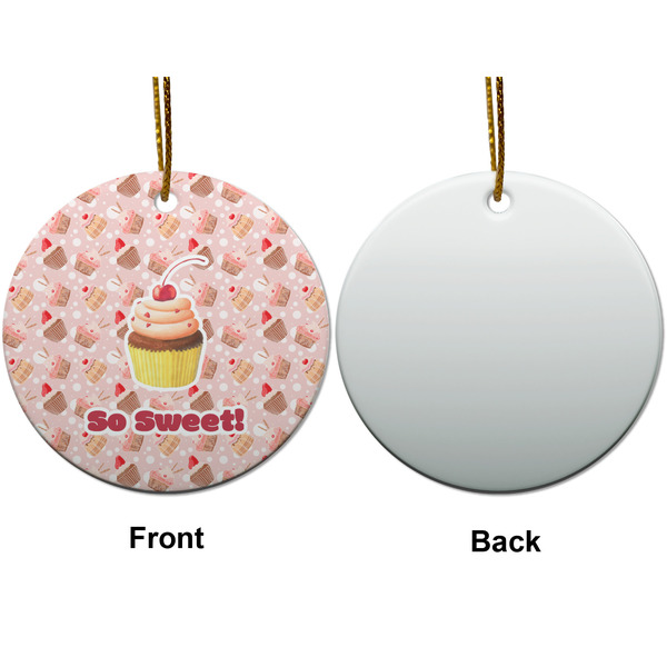 Sweet Cupcakes Ceramic Flat Ornament - Circle Front & Back (APPROVAL)