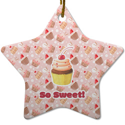 Sweet Cupcakes Star Ceramic Ornament w/ Name or Text
