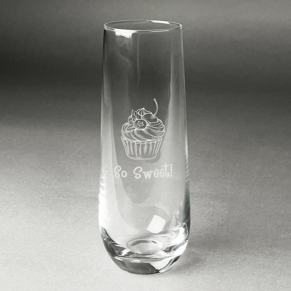 Custom Sweet Cupcakes Champagne Flute - Stemless Engraved - Single (Personalized)