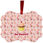 Sweet Cupcakes Metal Frame Ornament - Double Sided w/ Name or Text