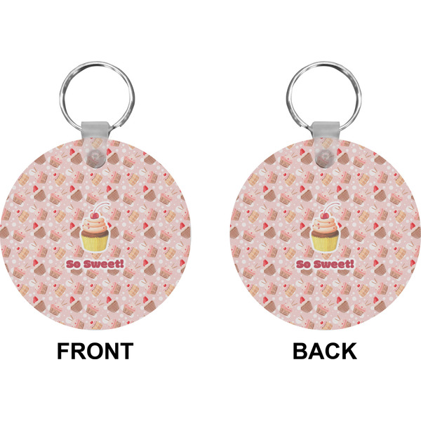 Sweet Cupcakes Circle Keychain (Front + Back)