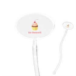 Sweet Cupcakes 7" Oval Plastic Stir Sticks - Clear (Personalized)