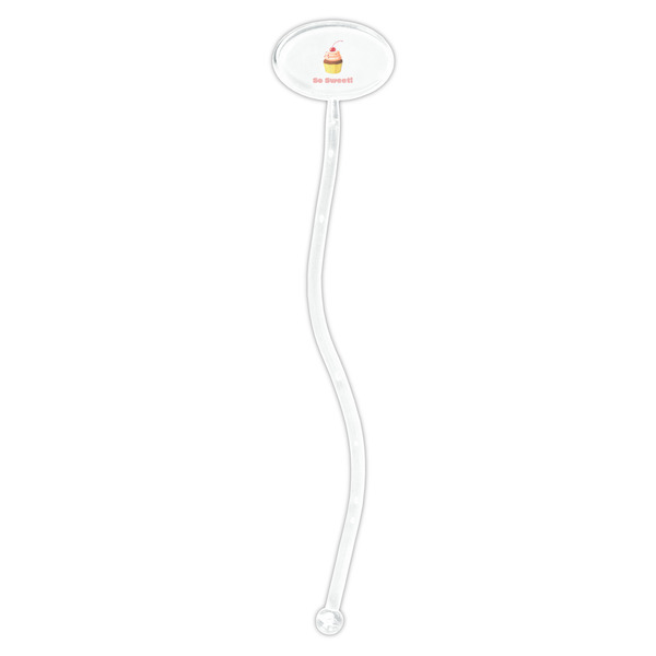 Sweet Cupcakes Clear Plastic 7" Stir Stick - Oval - Single Stick