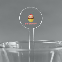 Sweet Cupcakes 7" Round Plastic Stir Sticks - Clear (Personalized)