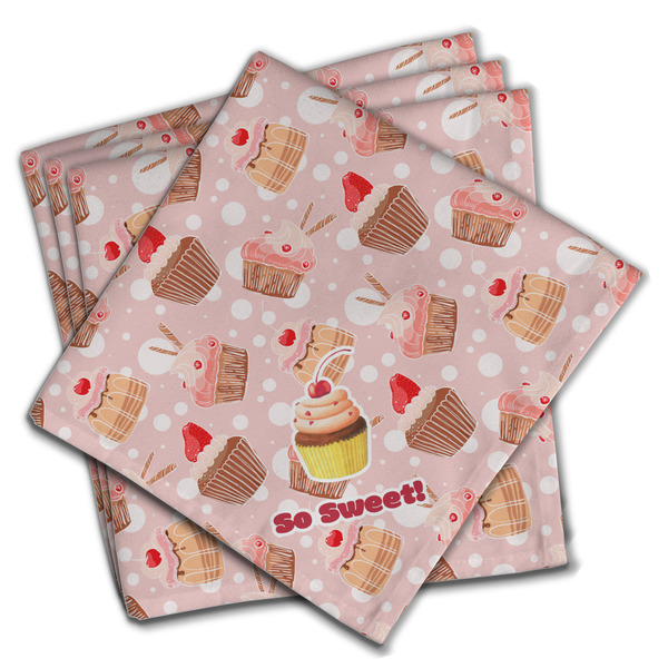 Custom Sweet Cupcakes Cloth Dinner Napkins - Set of 4 w/ Name or Text