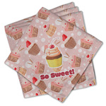Sweet Cupcakes Cloth Cocktail Napkins - Set of 4 w/ Name or Text