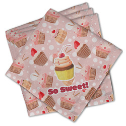 Sweet Cupcakes Cloth Cocktail Napkins - Set of 4 w/ Name or Text