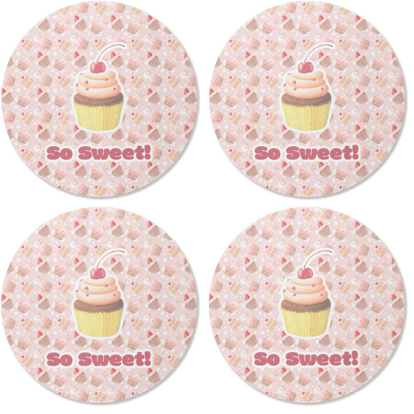Sweet Cupcakes Coaster Round Rubber Back - Apvl