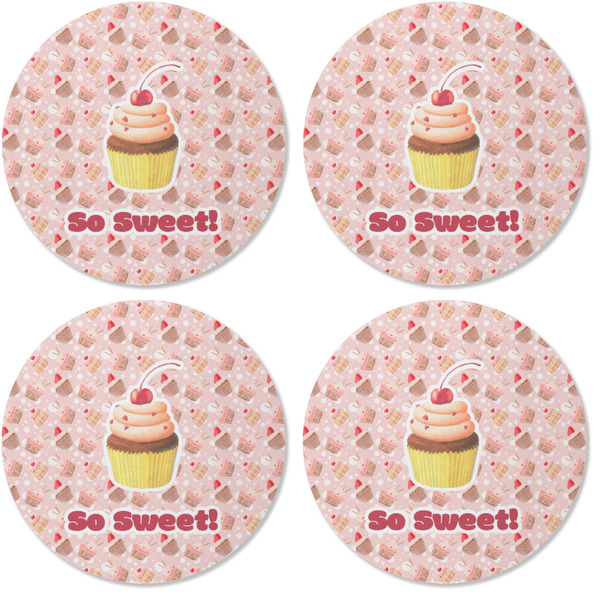 Sweet Cupcakes Coaster Round Rubber Back - Apvl