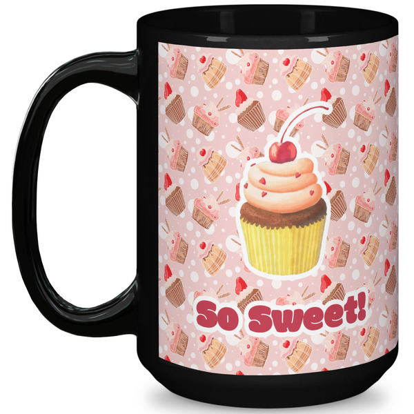Custom Sweet Cupcakes 15 Oz Coffee Mug - Black (Personalized)