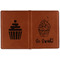 Sweet Cupcakes Cognac Leather Passport Holder Outside Double Sided - Apvl