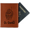 Sweet Cupcakes Cognac Leather Passport Holder With Passport - Main