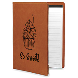 Sweet Cupcakes Leatherette Portfolio with Notepad - Large - Single Sided (Personalized)