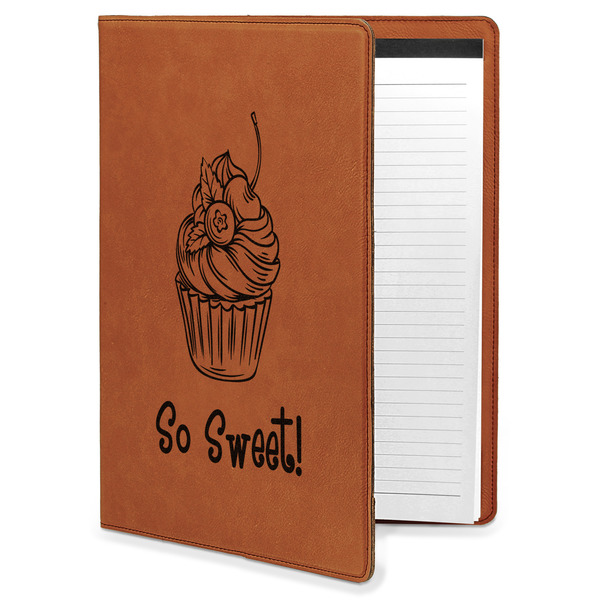 Custom Sweet Cupcakes Leatherette Portfolio with Notepad - Large - Single Sided (Personalized)