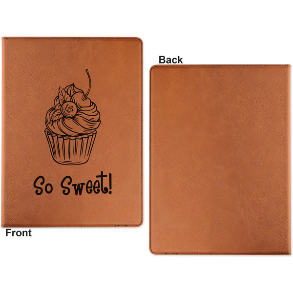 Sweet Cupcakes Cognac Leatherette Portfolios with Notepad - Small - Single Sided- Apvl
