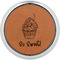Sweet Cupcakes Cognac Leatherette Round Coasters w/ Silver Edge - Single