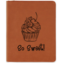 Sweet Cupcakes Leatherette Zipper Portfolio with Notepad - Single Sided (Personalized)