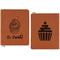 Sweet Cupcakes Cognac Leatherette Zipper Portfolios with Notepad - Double Sided - Apvl
