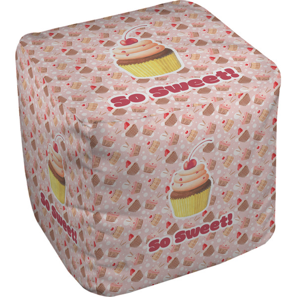 Custom Sweet Cupcakes Cube Pouf Ottoman (Personalized)