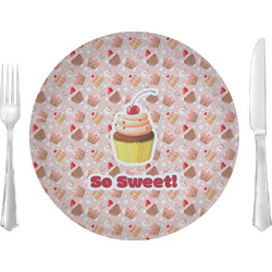 Sweet Cupcakes Glass Lunch / Dinner Plate 10" (Personalized)