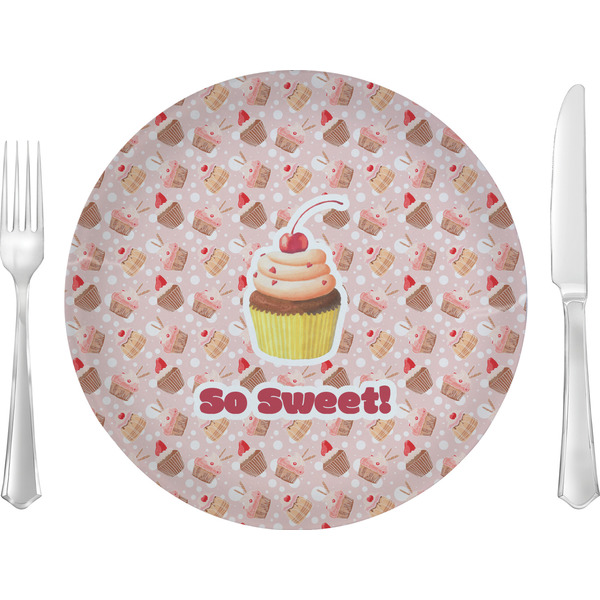 Custom Sweet Cupcakes 10" Glass Lunch / Dinner Plates - Single or Set (Personalized)