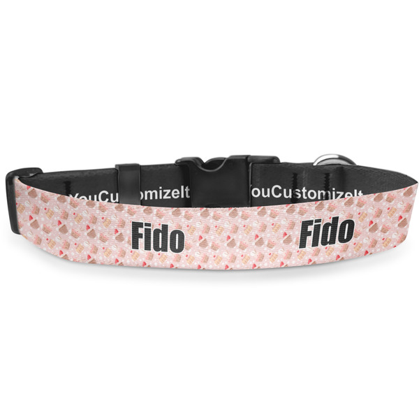 Custom Sweet Cupcakes Deluxe Dog Collar - Double Extra Large (20.5" to 35") (Personalized)