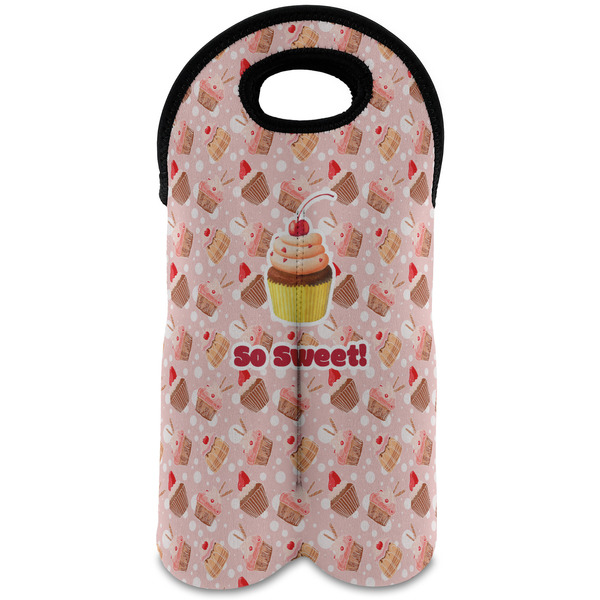 Custom Sweet Cupcakes Wine Tote Bag (2 Bottles) w/ Name or Text