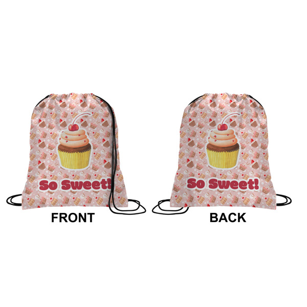 Sweet Cupcakes Drawstring Backpack Front & Back Medium