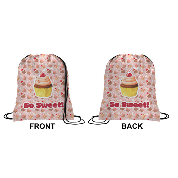 Sweet Cupcakes Drawstring Backpack Front & Back Small