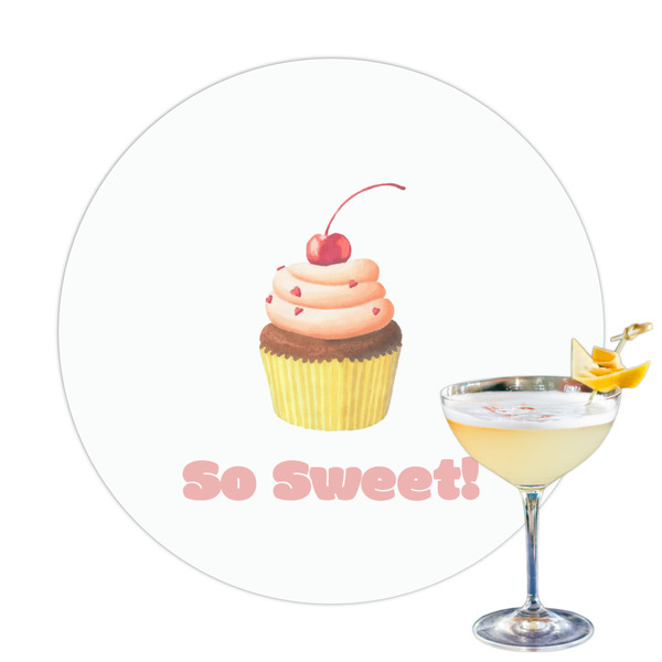 Custom Sweet Cupcakes Printed Drink Topper - 3.25" (Personalized)