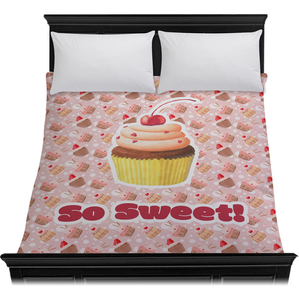 Sweet Cupcakes Duvet Cover - Queen - On Bed - No Prop