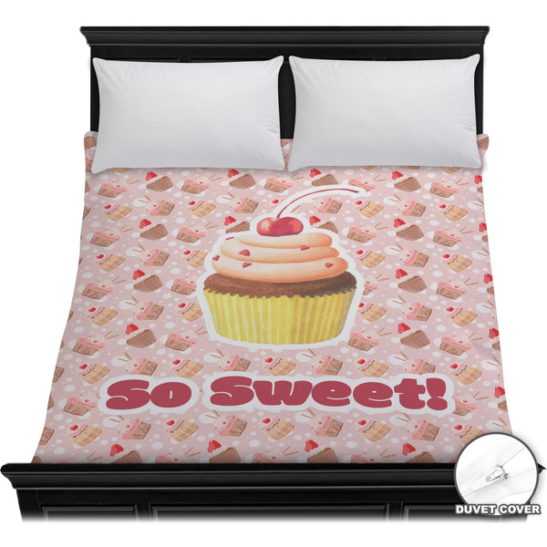 Custom Sweet Cupcakes Duvet Cover - Full / Queen w/ Name or Text