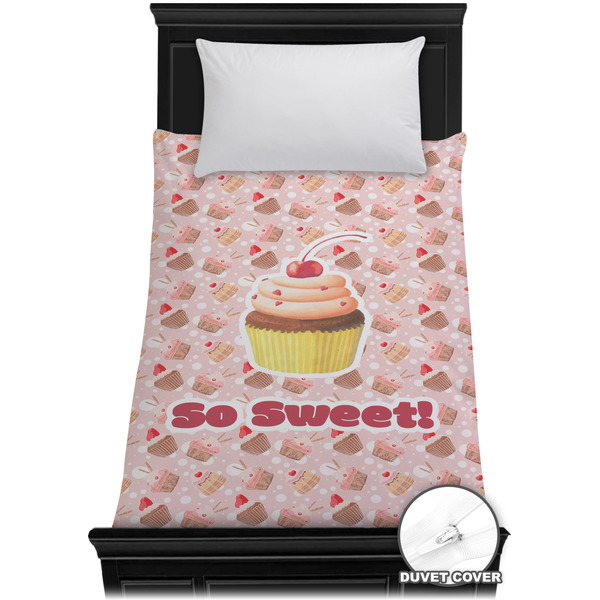 Custom Sweet Cupcakes Duvet Cover - Twin w/ Name or Text