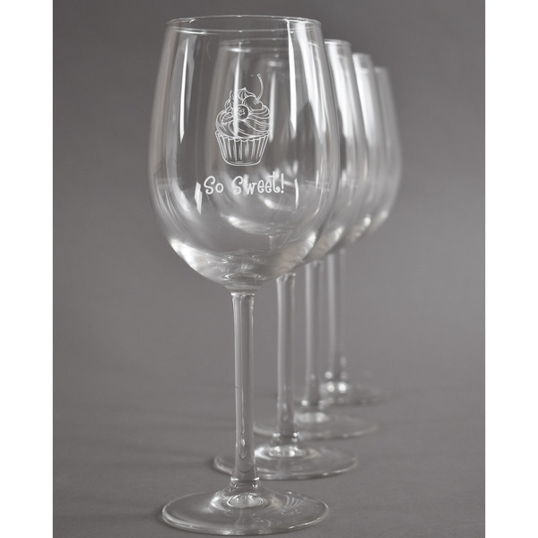 Custom Sweet Cupcakes Wine Glasses (Set of 4) (Personalized)