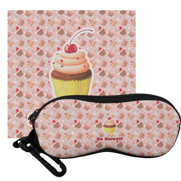 Custom Sweet Cupcakes Eyeglass Case & Cloth w/ Name or Text