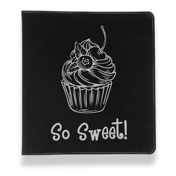 Sweet Cupcakes Leather Binder - 1" - Black (Personalized)