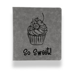 Sweet Cupcakes Leather Binder - 1" - Grey (Personalized)
