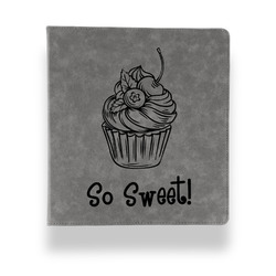 Sweet Cupcakes Leather Binder - 1" - Grey (Personalized)