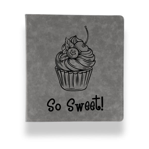 Custom Sweet Cupcakes Leather Binder - 1" - Grey (Personalized)