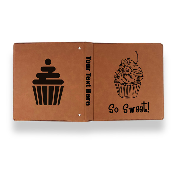 Sweet Cupcakes Leather Binder - 1" - Rawhide - Back Spine Front View