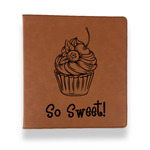 Sweet Cupcakes Leather Binder - 1" - Rawhide (Personalized)