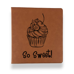 Sweet Cupcakes Leather Binder - 1" - Rawhide (Personalized)
