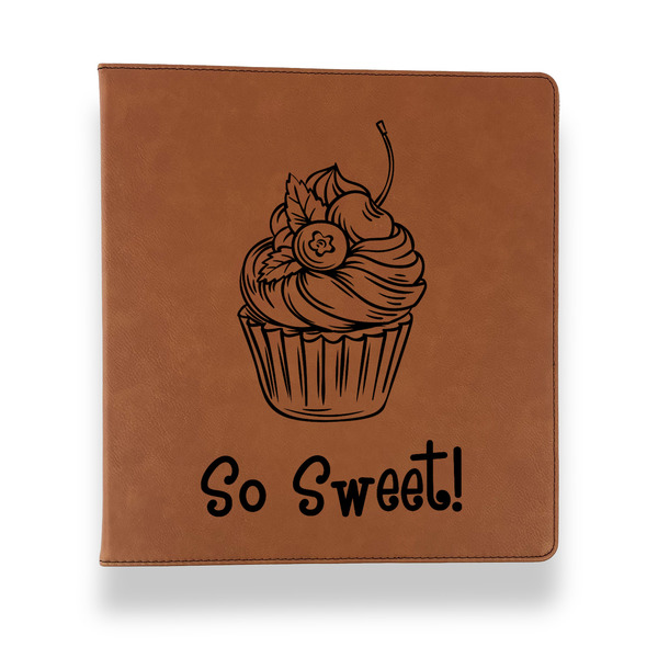 Custom Sweet Cupcakes Leather Binder - 1" - Rawhide (Personalized)