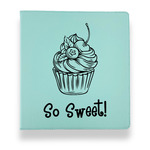 Sweet Cupcakes Leather Binder - 1" - Teal (Personalized)