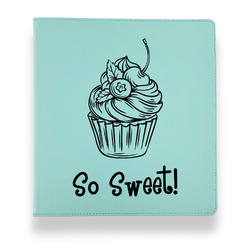 Sweet Cupcakes Leather Binder - 1" - Teal (Personalized)